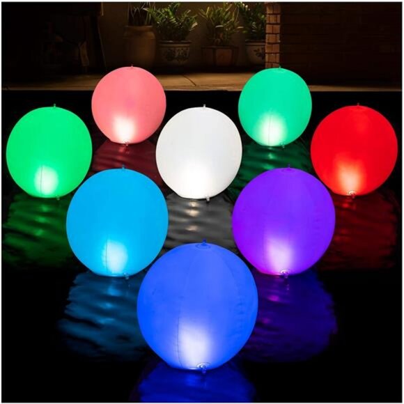 Solar Floating Pool Lights- Pack of 2 Solar Powered Color Changing 14-inch Balls